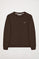 Sweatshirt básica castanha escura com decote redondo com logótipo Polo Club