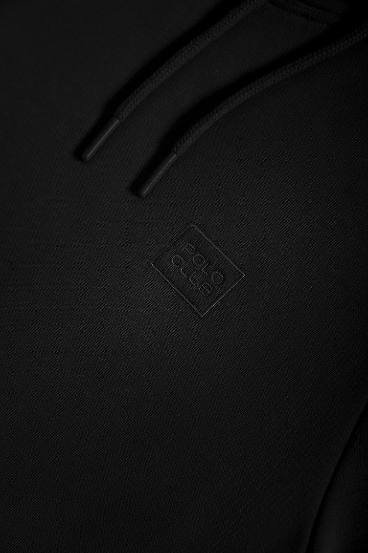 Sudadera de capucha y bolsillos negra con logo Polo Club