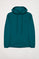 Cyan-blue hoodie with pockets and Polo Club logo