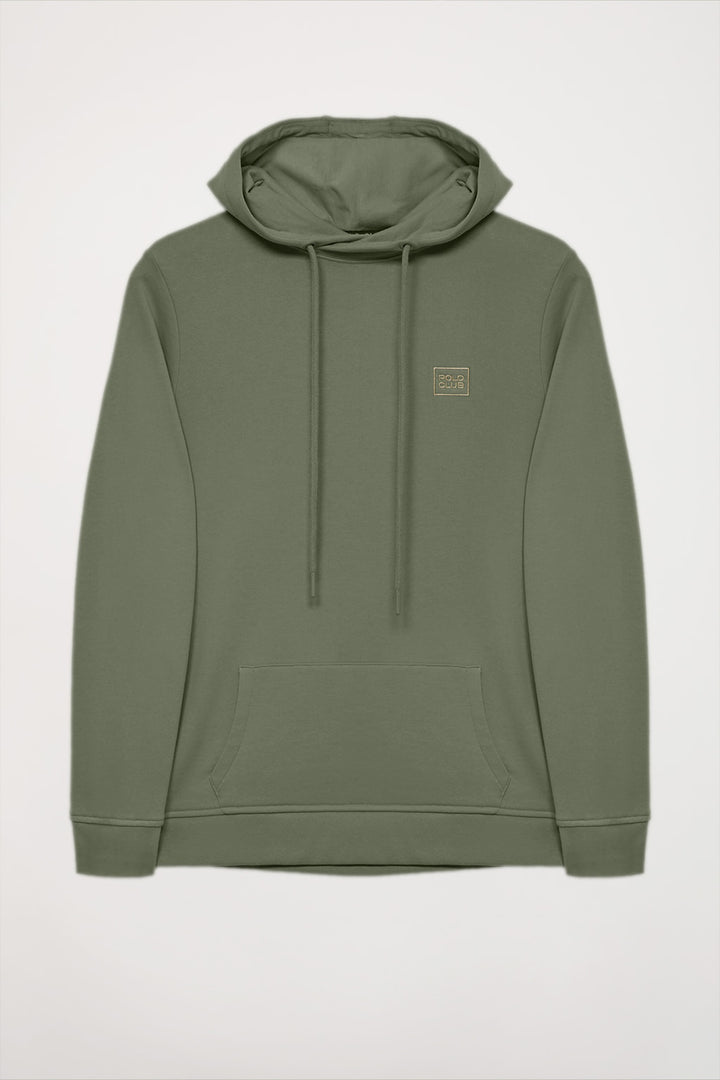 Green hoodie with pockets and Polo Club logo
