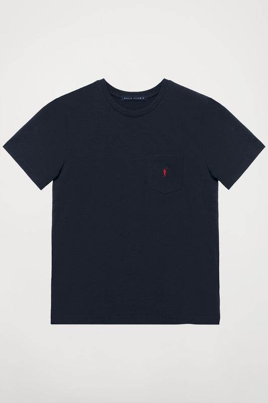 T-shirt azul marinho com bolso e logótipo Rigby Go