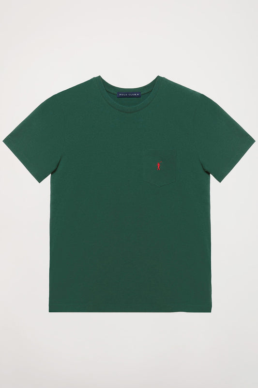 T-shirt verde garrafa com bolso e logótipo Rigby Go