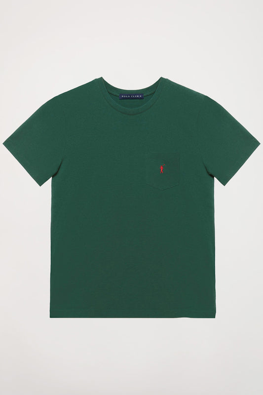 Camiseta verde botella con bolsillo y logo Rigby Go