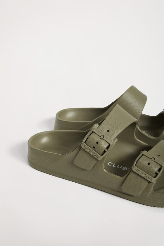 Khaki bio sandal with buckles for women