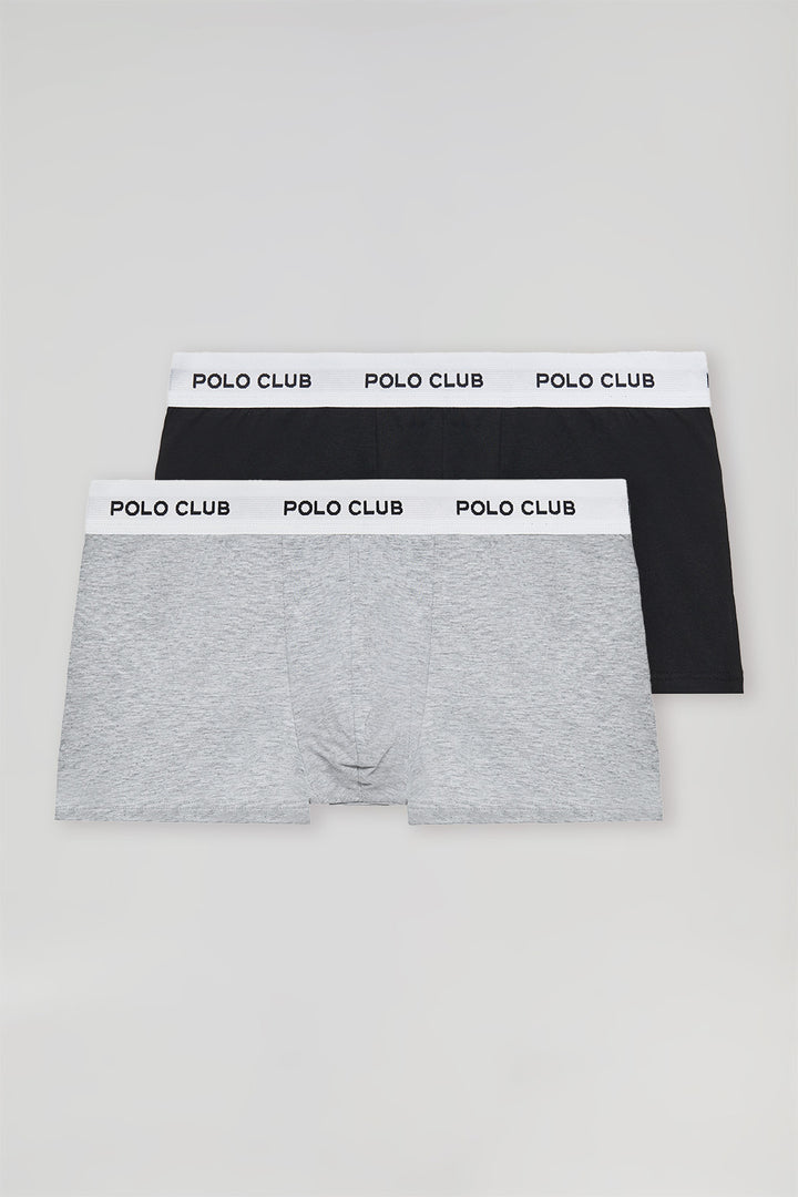 Pack de dois boxers, preto e cinzento, com logótipo Polo Club