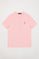 Pink cotton basic T-shirt with Rigby Go logo