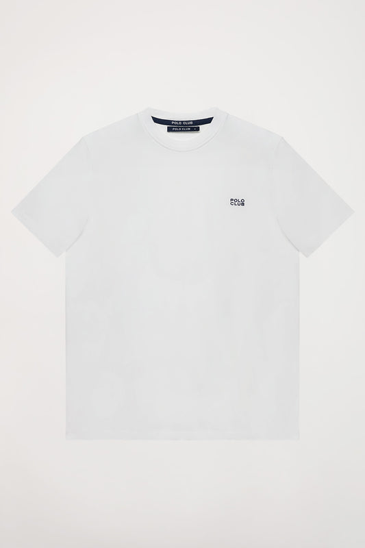 Pack de três t-shirts em preto, branco e bordeaux com decote redondo e logótipo bordado