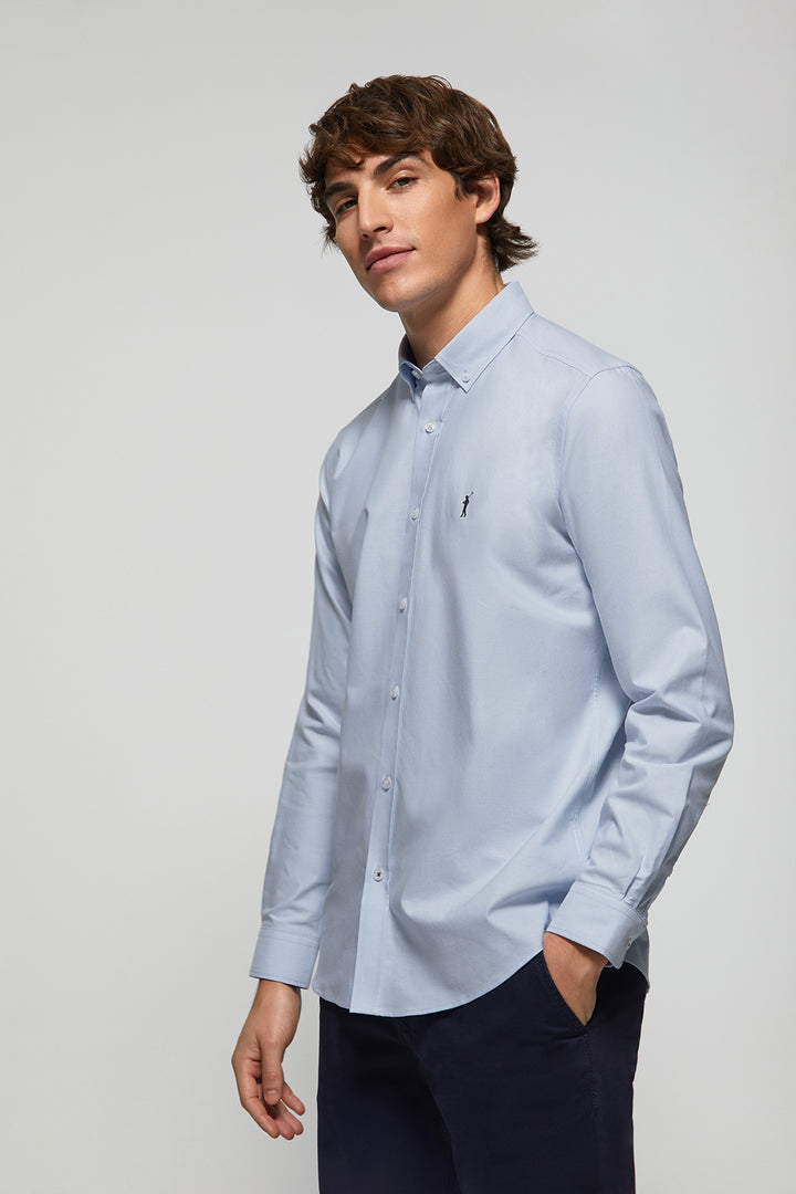 Camisa Oxford azul celeste com logótipo Rigby Go