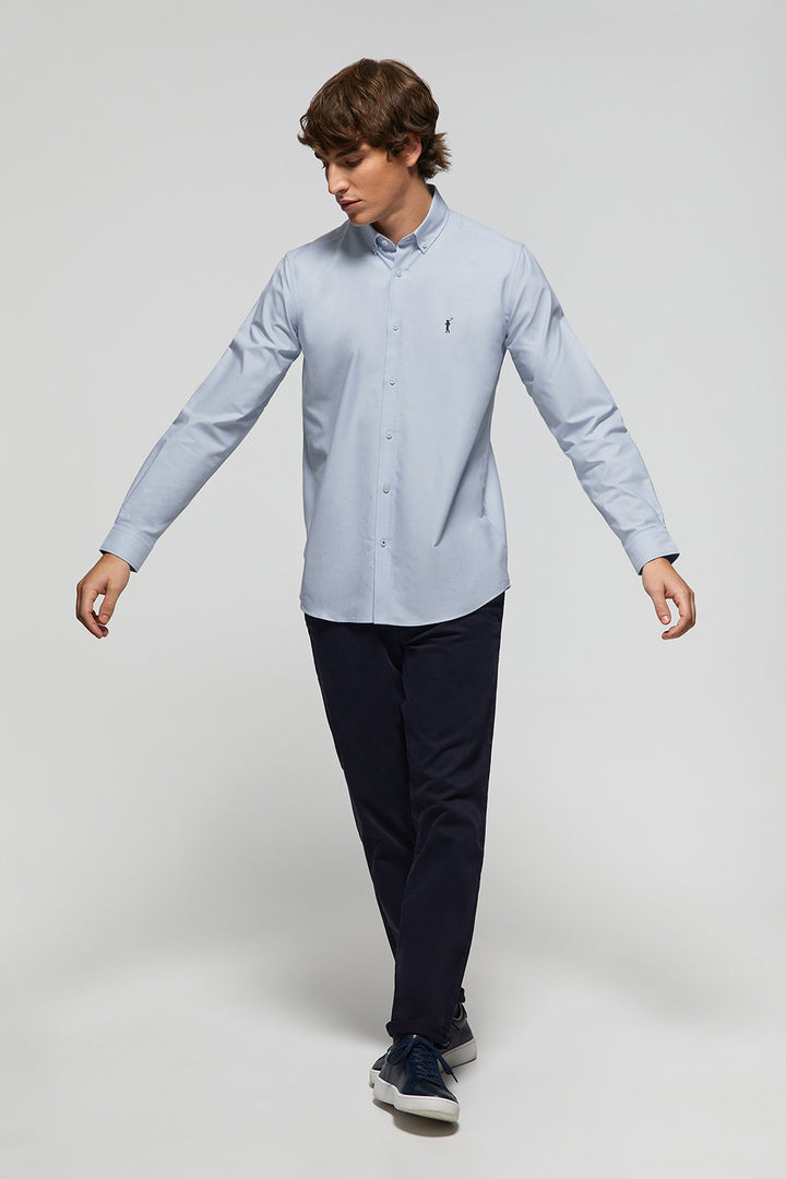 Camisa Oxford azul celeste com logótipo Rigby Go