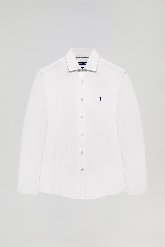 Camisa Slim de popelín blanca con logo Rigby Go