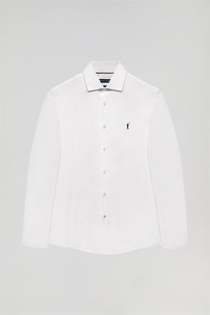 White slim-fit poplin shirt with Rigby Go logo