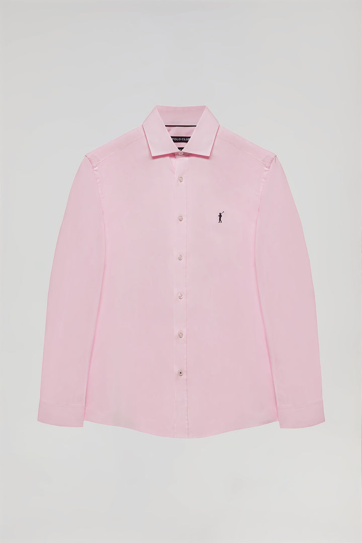 Camisa Slim de popelina rosa com logótipo Rigby Go