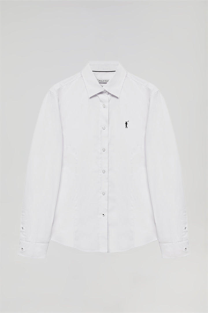 White slim-fit poplin shirt with Rigby Go embroidery