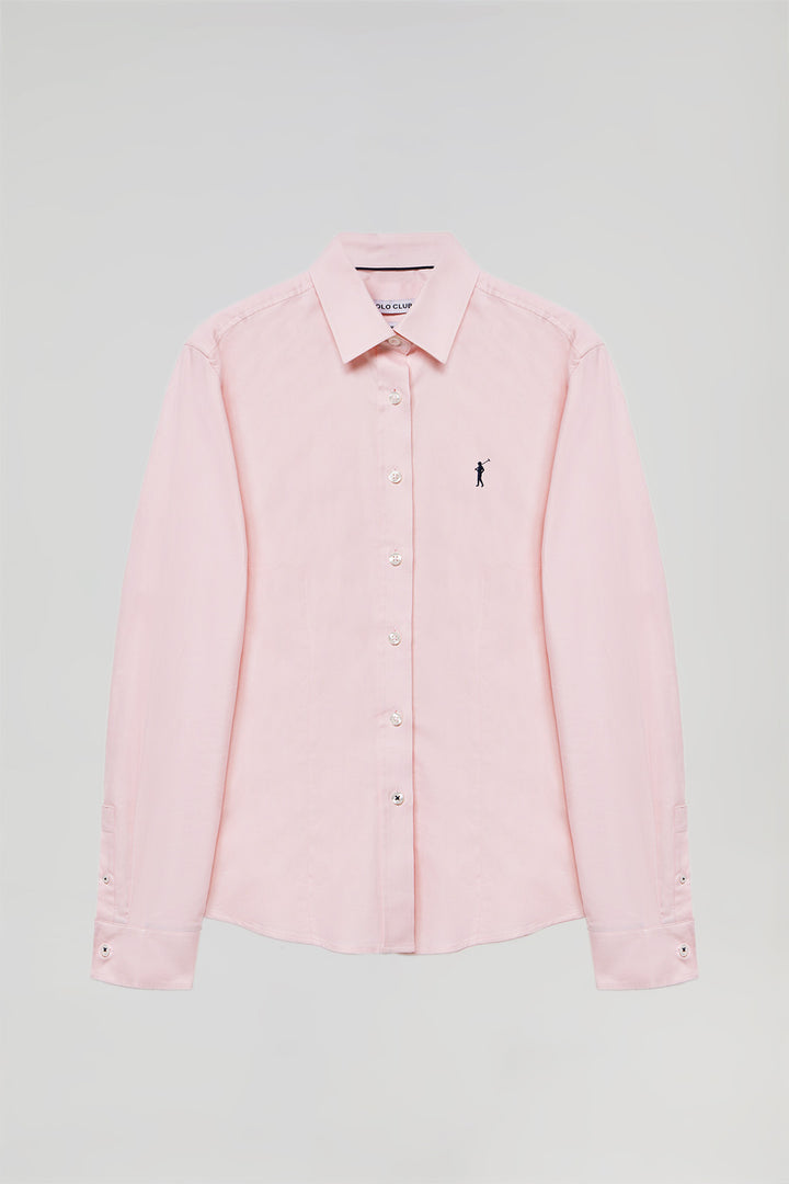 Camisa rosa Oxford Slim Fit com logótipo Rigby Go