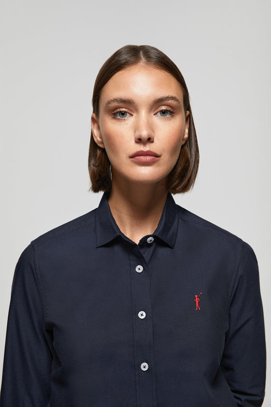 Camisa Oxford Regular Fit azul marinho com logótipo Rigby Go