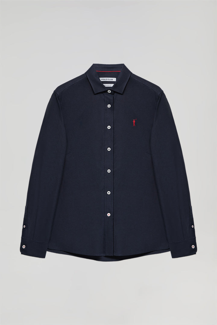Navy-blue regular-fit Oxford shirt with Rigby Go logo
