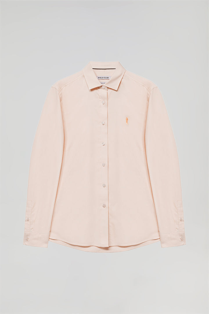 Camisa Oxford Regular Fit cor-de-pêssego com logótipo Rigby Go