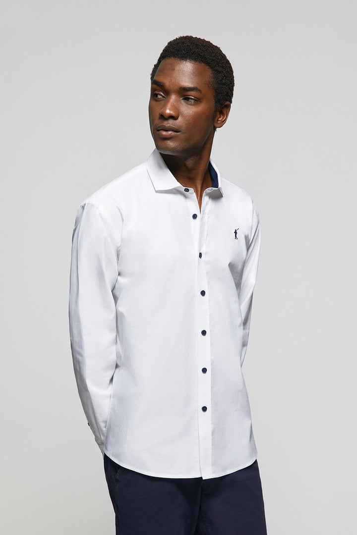 Camisa branca Oxford com contrastes e logótipo Rigby Go