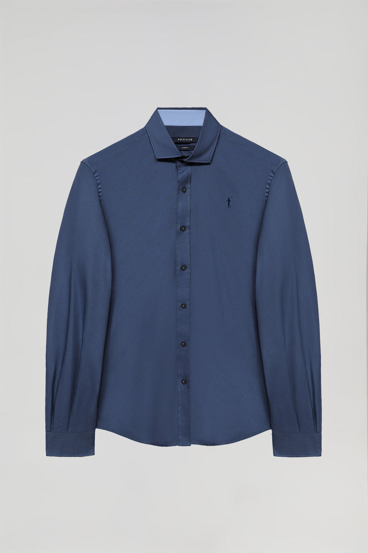 Camisa azul marino Oxford con contrastes y logo Rigby Go