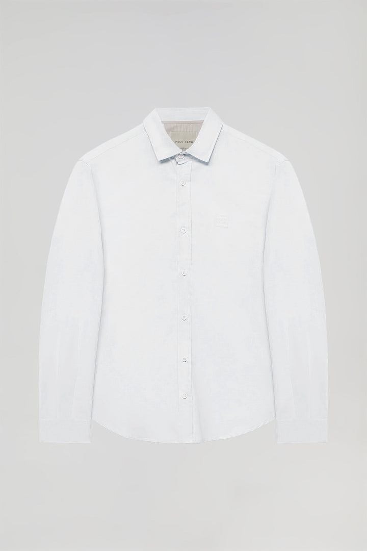 Camisa oxford branca com pormenor bordado Polo Club