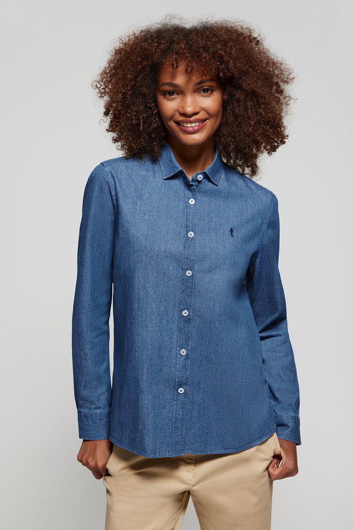 Camisa denim regular fit com logotipo bordado Rigby Go
