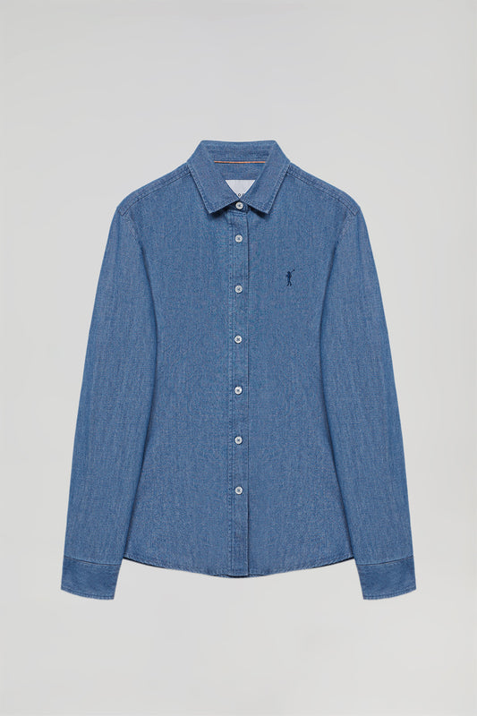 Regular-fit denim shirt with Rigby Go embroidered logo