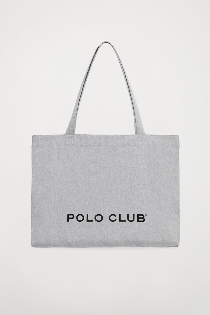 Grey tote bag with Polo Club print