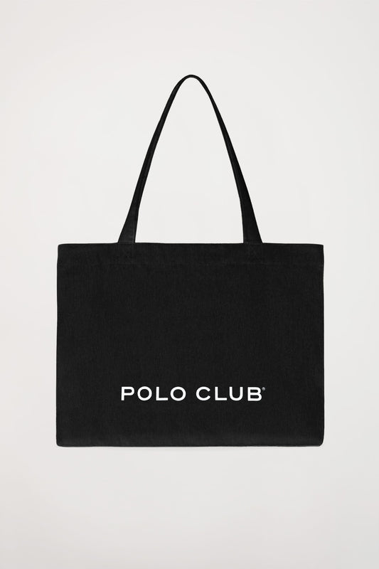 Tote bag negra con print Polo Club