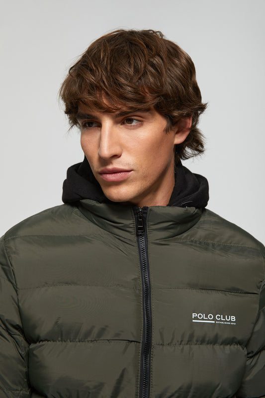 Casaco acolchoado verde caqui com print Polo Club