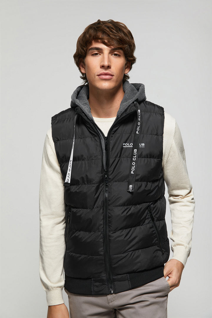Colete acolchoado preto com print Polo Club
