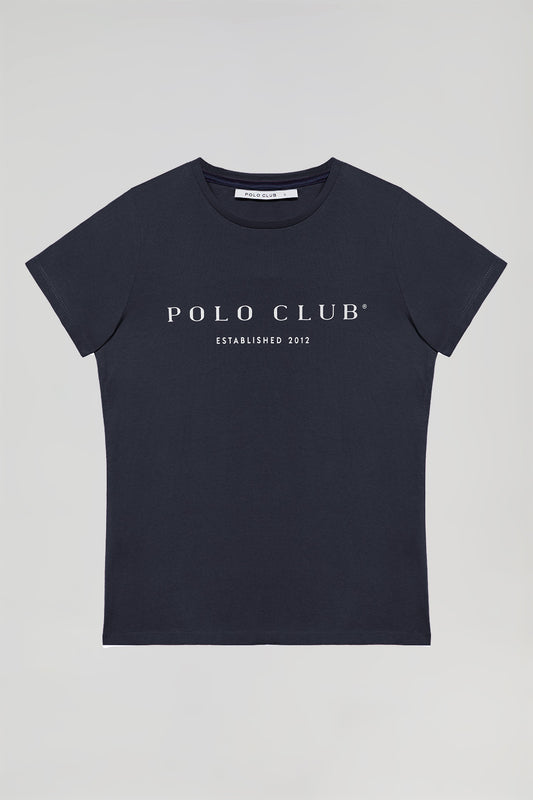 Camiseta azul marino con print icónico Polo Club