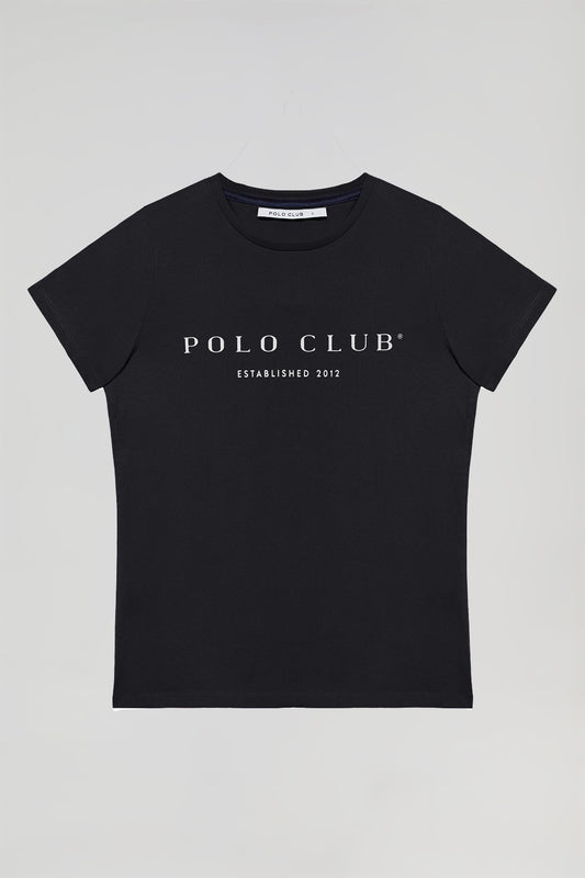 T-shirt preta com print icónico Polo Club