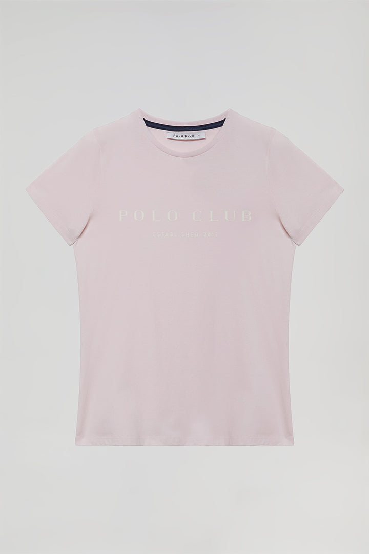 T-shirt cor-de-rosa com print icónico Polo Club