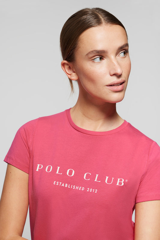 T-shirt cor-de-framboesa com print icónico Polo Club