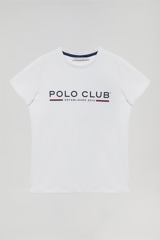 Camiseta básica blanca con print icónico en el pecho