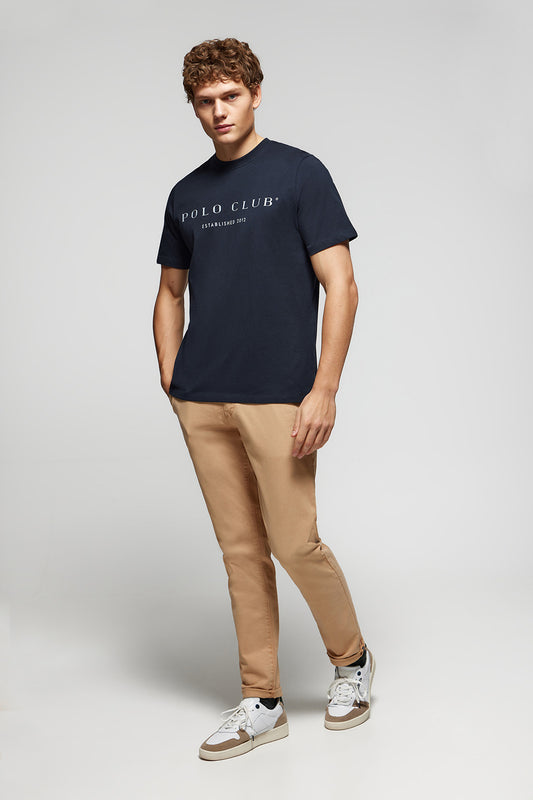 Navy-blue basic T-shirt with Polo Club iconic print
