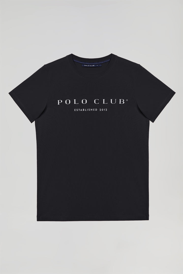 T-shirt básica preta com print icónico Polo Club