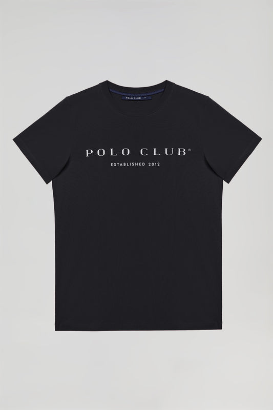 T-shirt básica preta com print icónico Polo Club