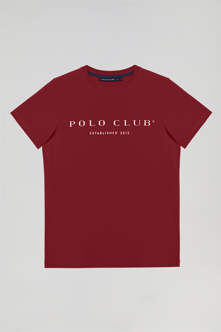T-shirt básica grená com print icónico Polo Club