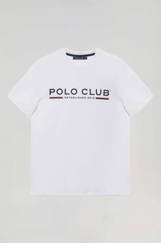 Camiseta básica blanca con print icónico en el pecho