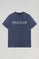 Denim-blue basic T-shirt with chest iconic print