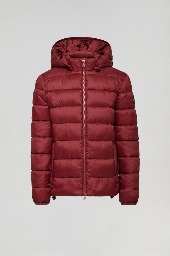 Burgundy ultralight Coop jacket with Polo Club details for kids