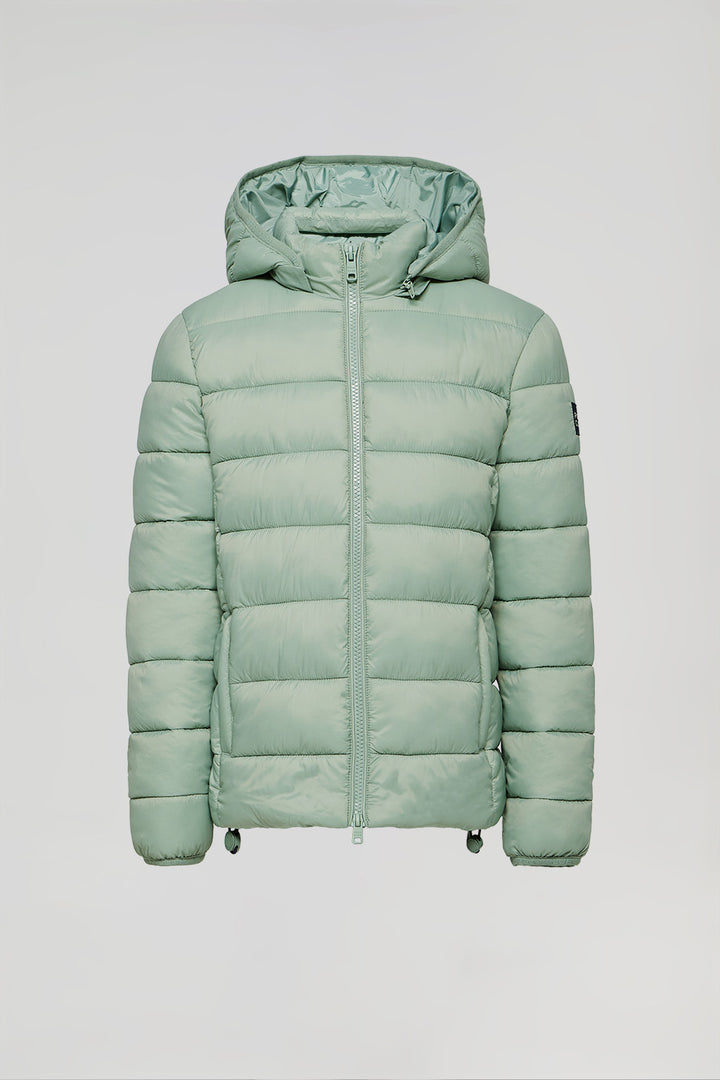 Jade-green ultralight Coop jacket with Polo Club details for kids