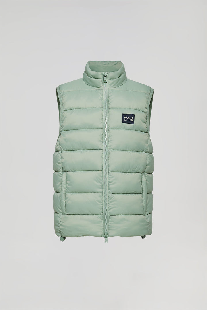 Jade-green ultralight Charlie vest with Polo Club details for kids