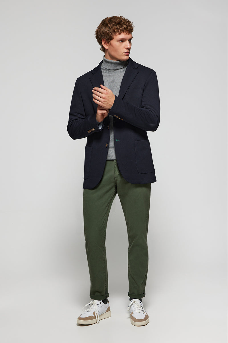 Saco Azul Usar Saco Con Ropa Casual Blazer Azul Marino Abotonada