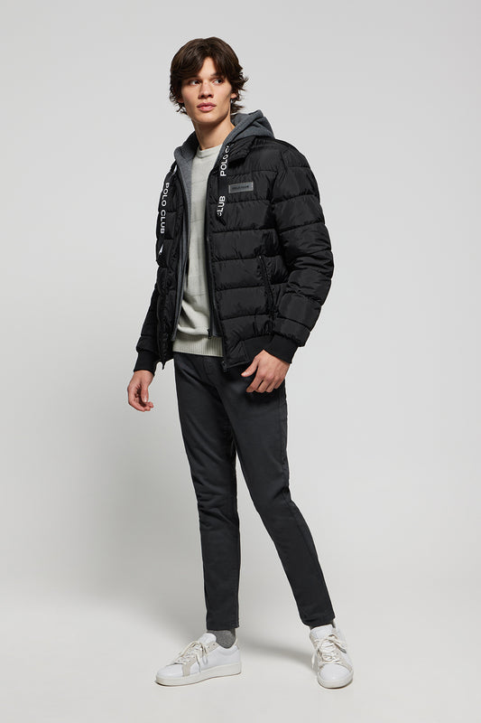 Black Dolomite puffer jacket with Polo Club patch
