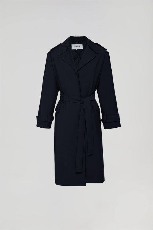 Black Celia trench coat with Polo Club details