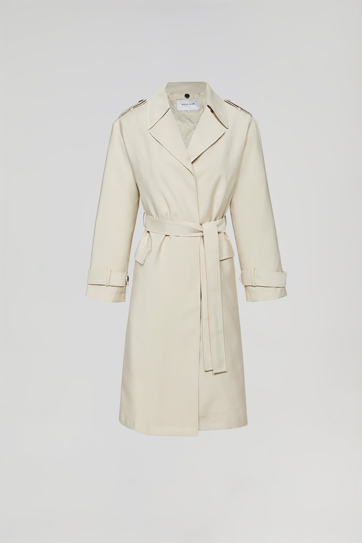 Beige Celia trench coat with Polo Club details