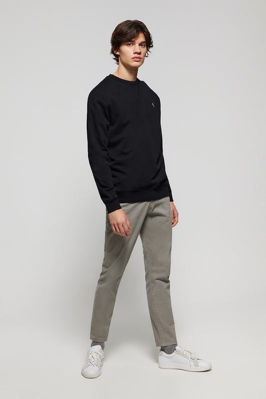 Sweatshirt básica preta com decote redondo e logótipo Rigby Go