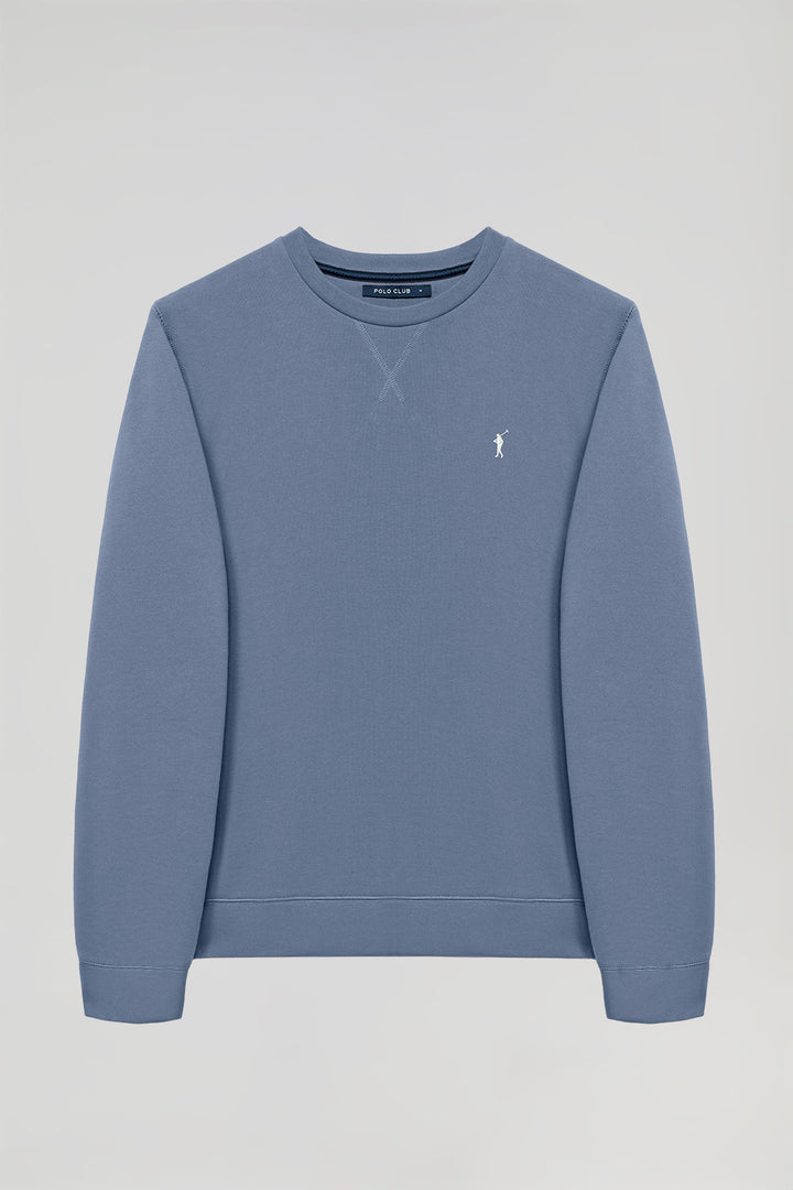 Sweatshirt básica azul denim com decote redondo e logótipo Rigby Go
